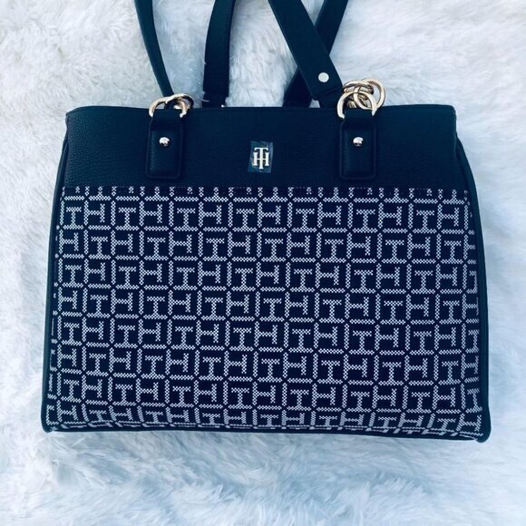 TOMMY HILFIGER Women's Shopper Bag TH Monogram Navy Blue Shopper‎ - Picture 1 of 14